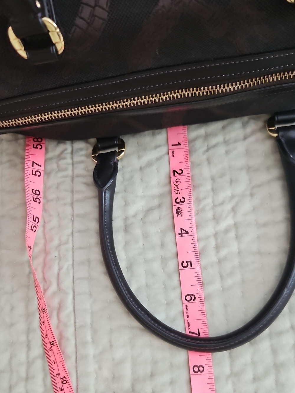 Lauren Ralph Lauren Equestrian Bridle Print Brown Bowler Satchel Bag - Picture 7 of 12
